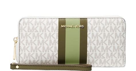 michael kors logo stripe continental wristlet|Amazon.com: Michael Kors Logo Continental Wristlet.